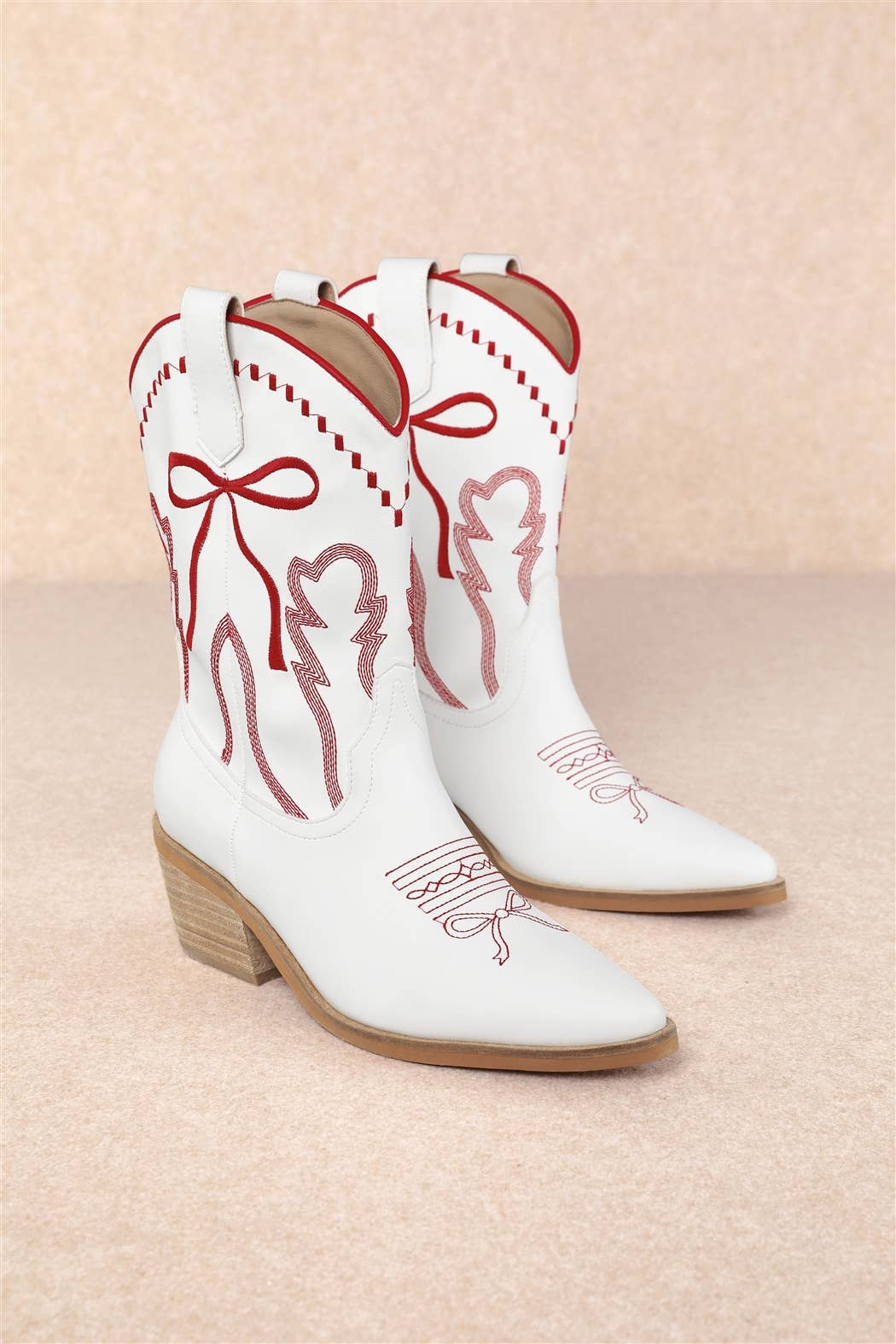 ZETA RIBBON EMBROIDERY WESTERN ANKLE BOOTS
