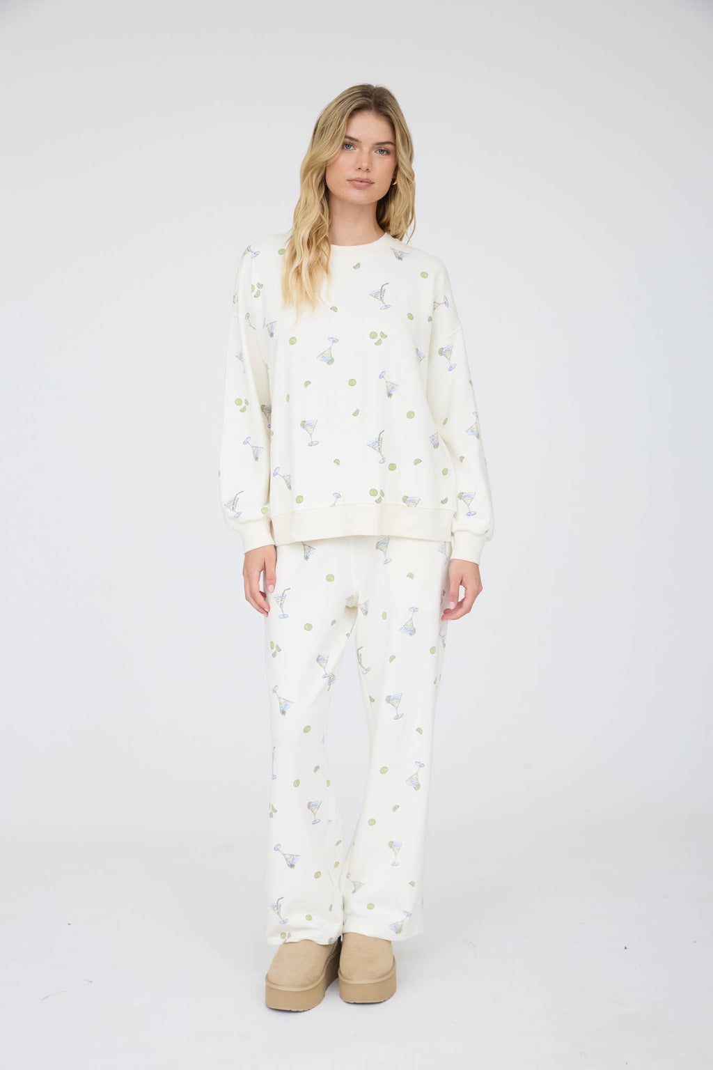 MARTINI MOTIF KNIT LOUNGE PANTS