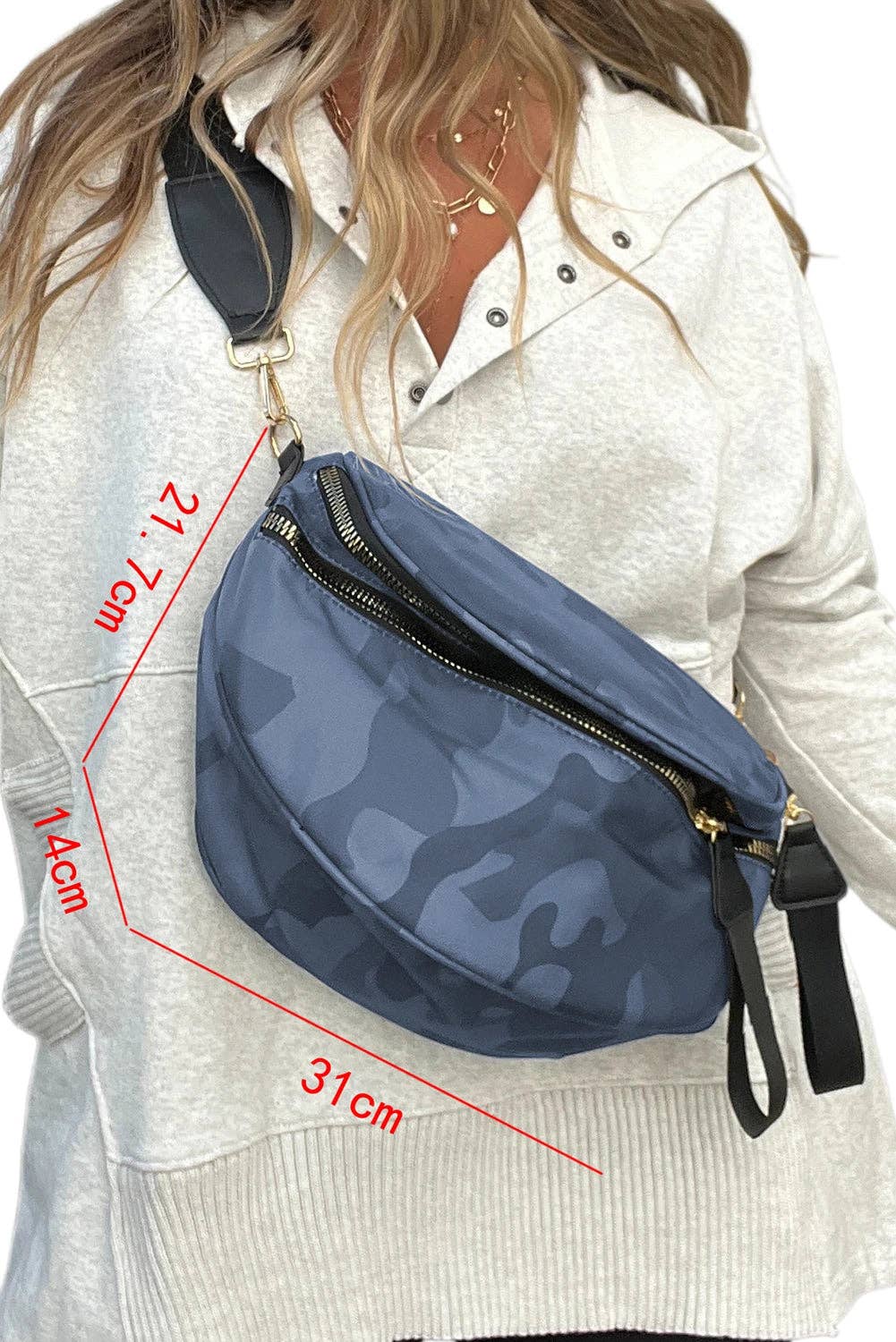 Camo Print Crossbody Shoulder Bag with Gold Chain Detail