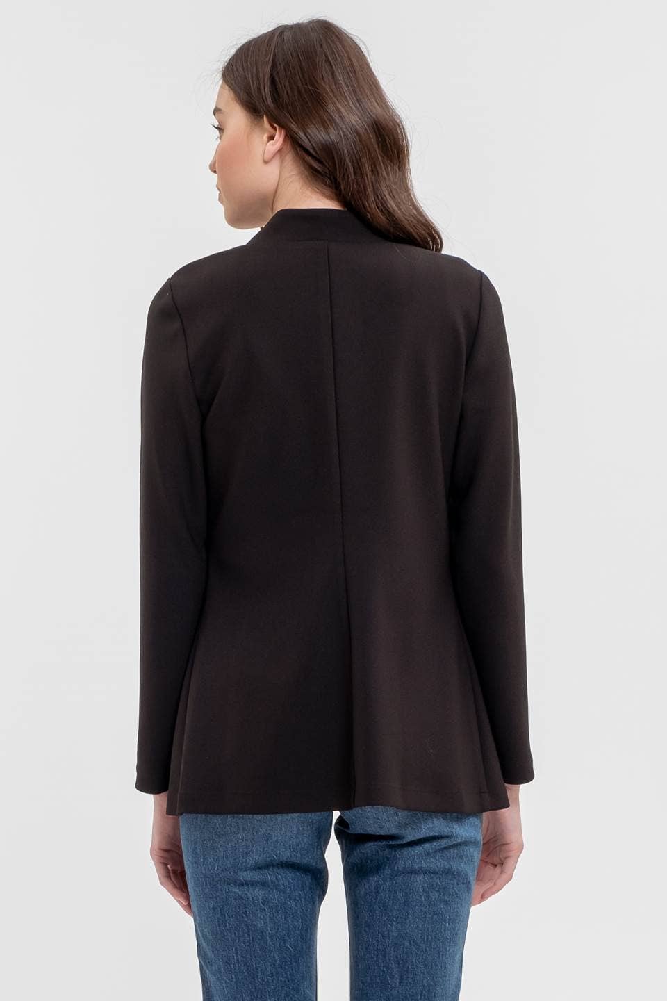 NOTCH COLLAR LONG SLEEVE LONG LINE BLAZER