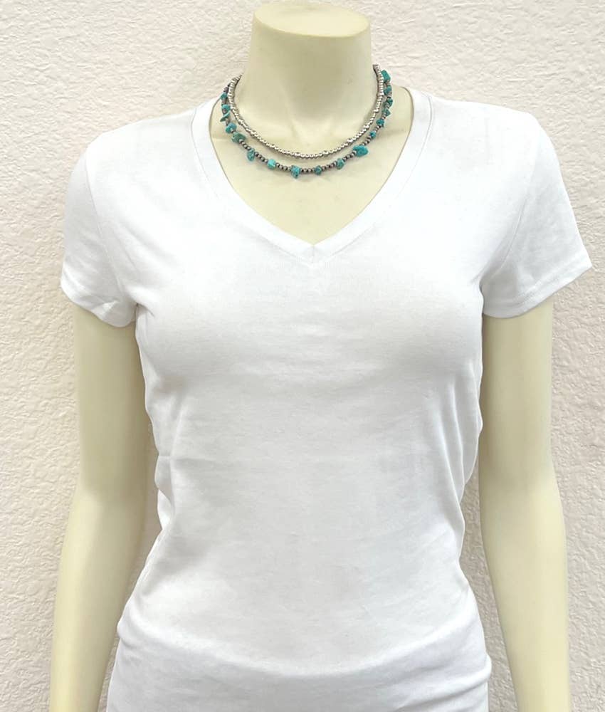 737754, Handmade 16” Silver Navajo Turquoise Necklace