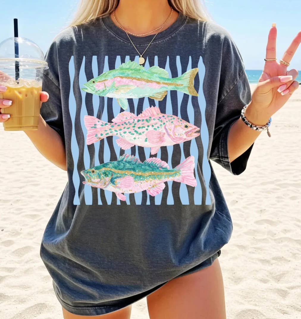 Pastel Glitter Fish Tee