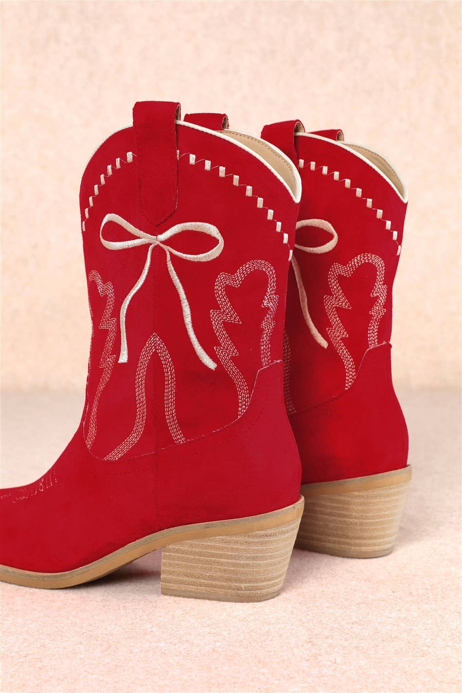 ZETA RIBBON EMBROIDERY WESTERN ANKLE BOOTS
