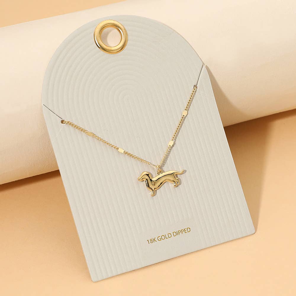 18K Gold Dipped Dachshund Dog Pendant Necklace