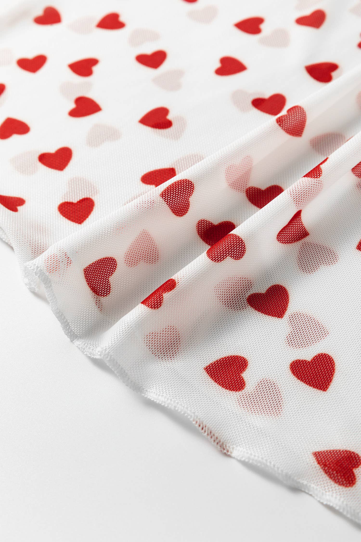 Heart Mock Neck Mesh Valentine's Day Top