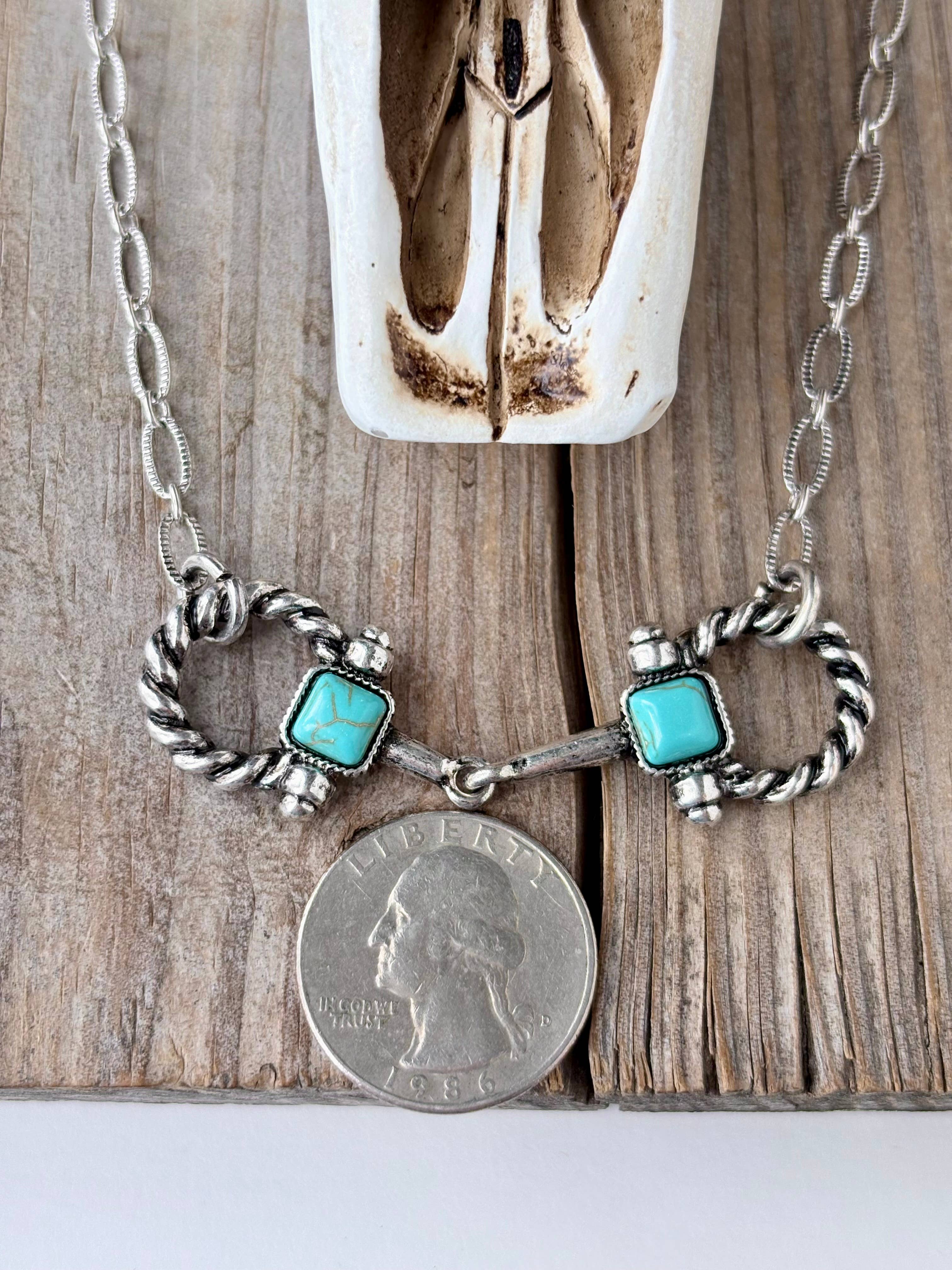 Western Style Horsebit  Pendant Link Chain Necklace