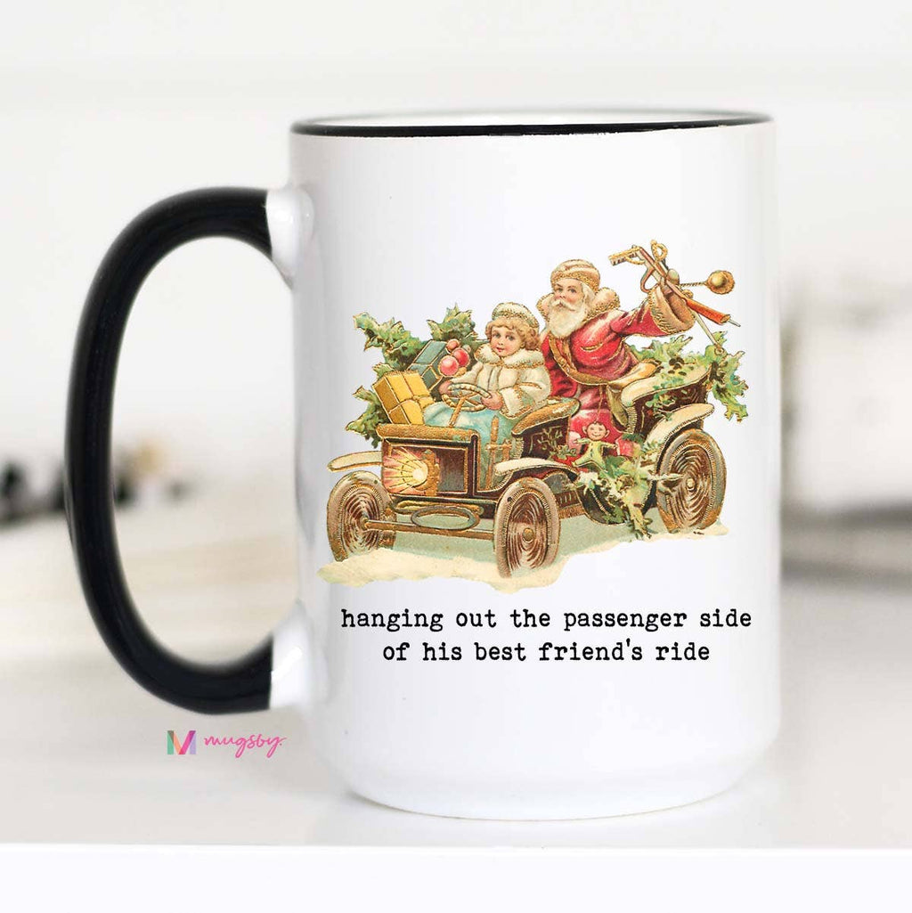 Hanging Out the Passenger Side Christmas Mug
