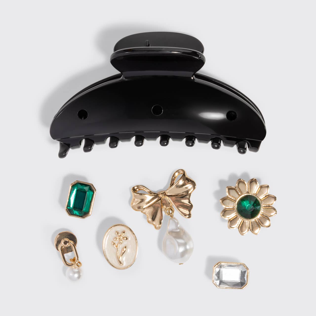 KitschPop™️ Curved Claw Clip 7pc Set Vintage - Black