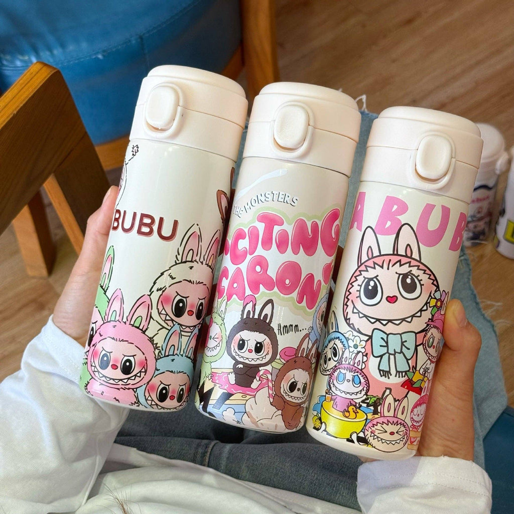 🌈 “Labubu Adventures” Stainless Steel Thermos Cup – Cute Monster Edition