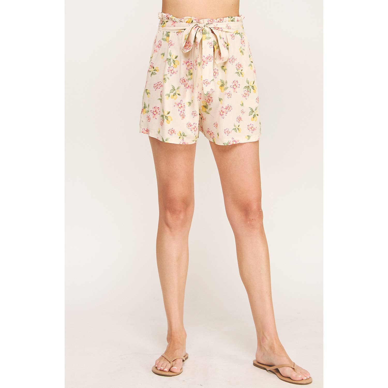 BLOOMING PINK PAPERBAG FLORAL SHORTS