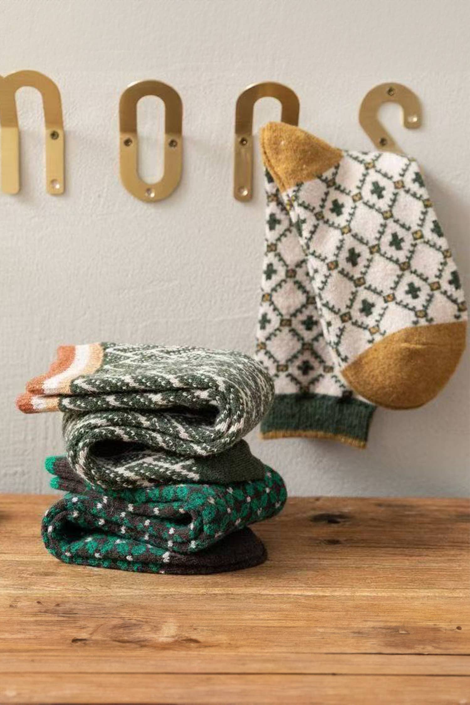 Grip Geometric Pattern Combed Cotton Socks