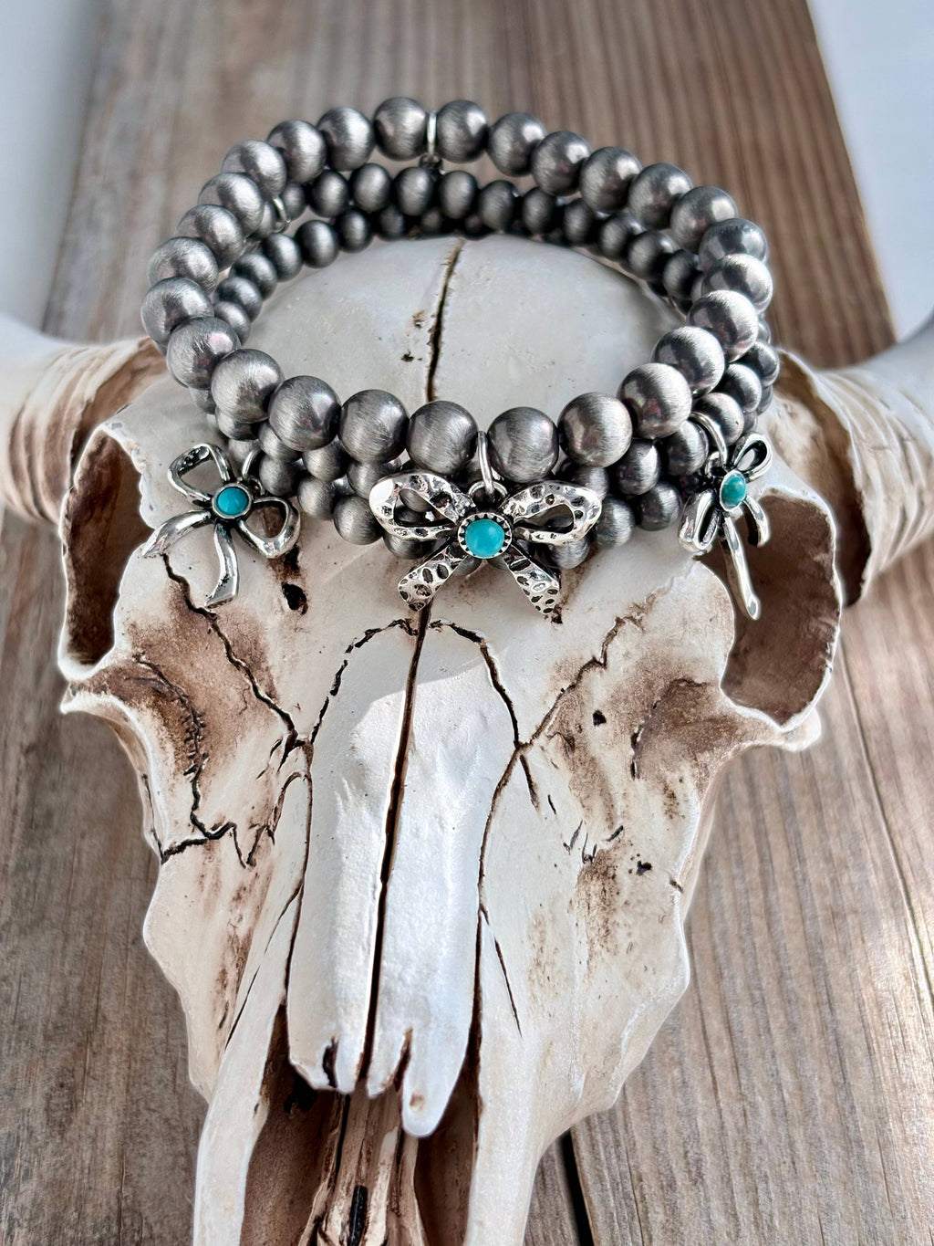 3 Piece Western Charm Navajo Pearl Bead Stretch Bracelet Set