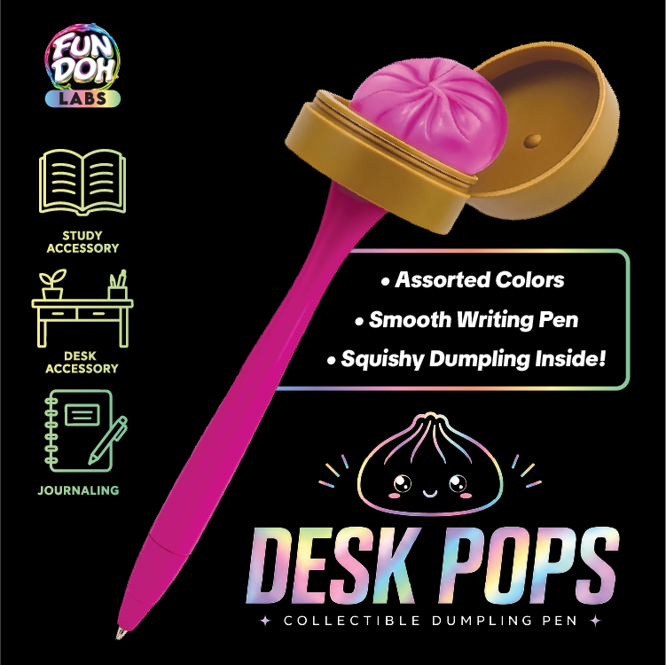 Fun Doh Squishy Dumpling Pen Desk Pop Variety - 12/Display