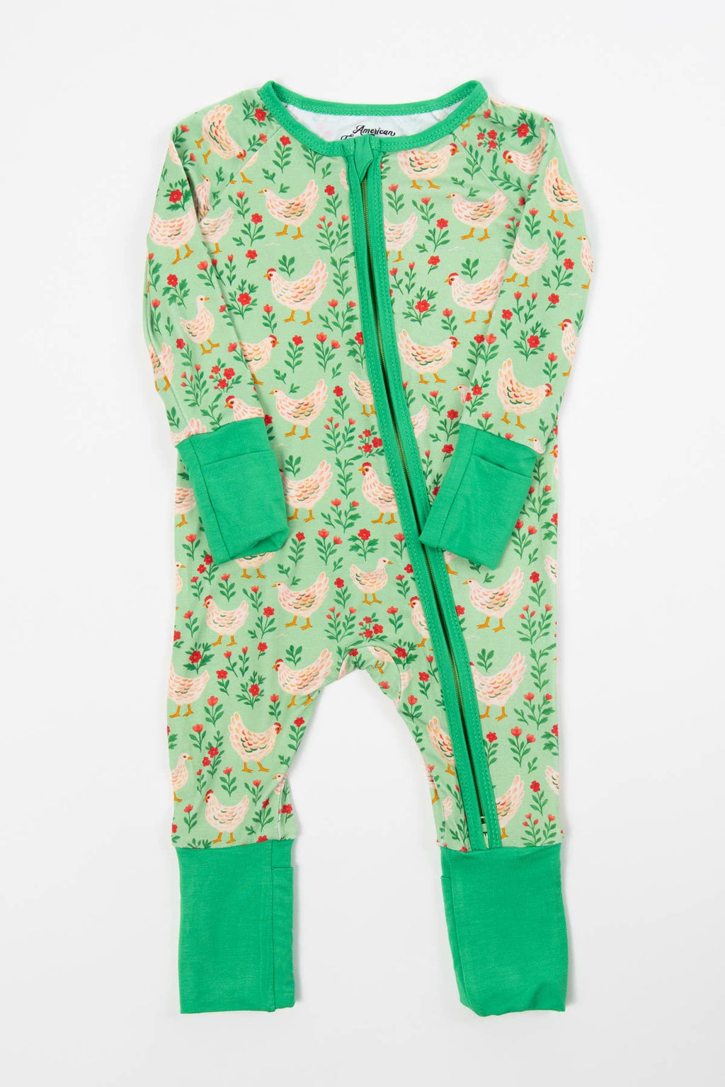 Green Chickens & Blooms Baby Bamboo Zippy
