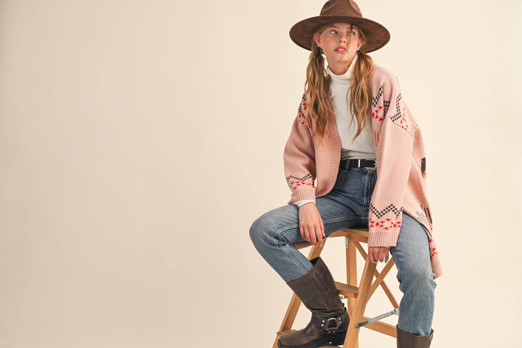 WESTERN MOTIF SWEATER CARDIGAN