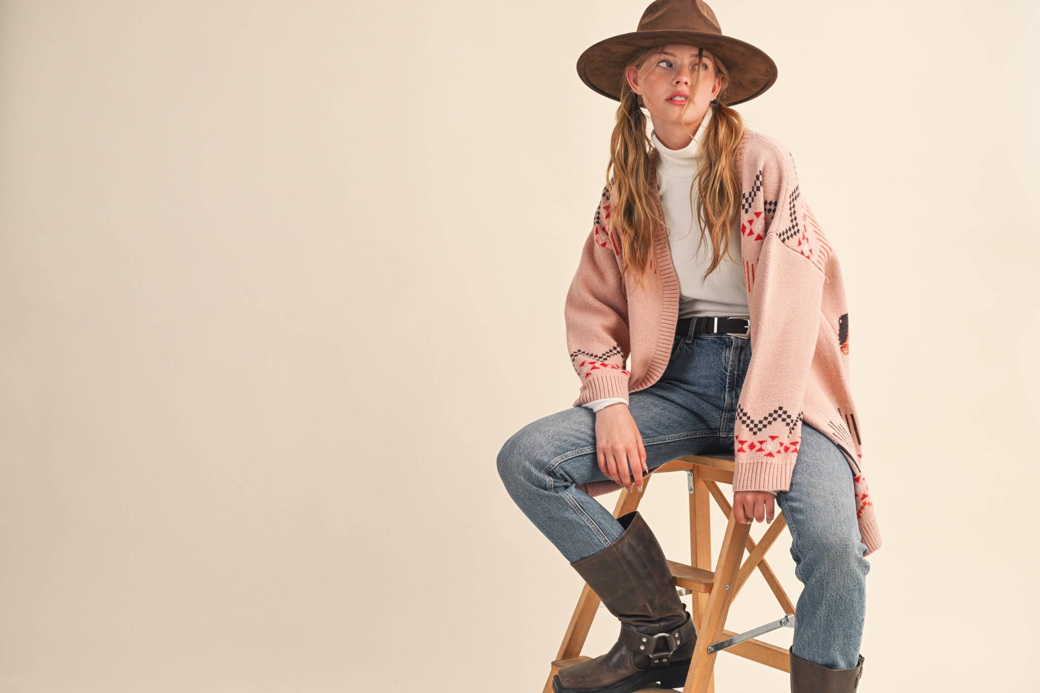 WESTERN MOTIF SWEATER CARDIGAN