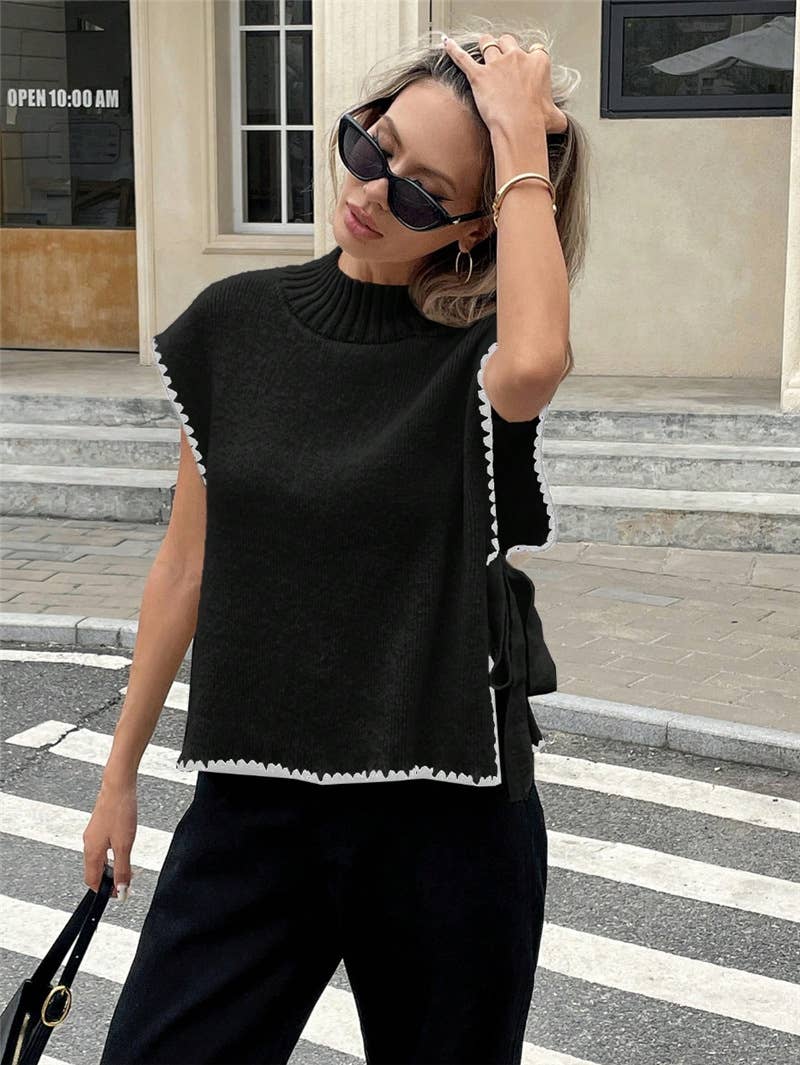Bow Tie Sleeveless Knit Vest