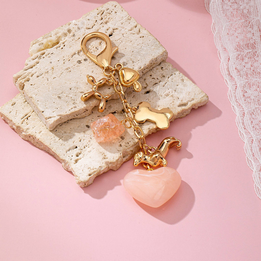 BAG CHARM-HEART DOG BONE BAG CHARM KEY CHAIN