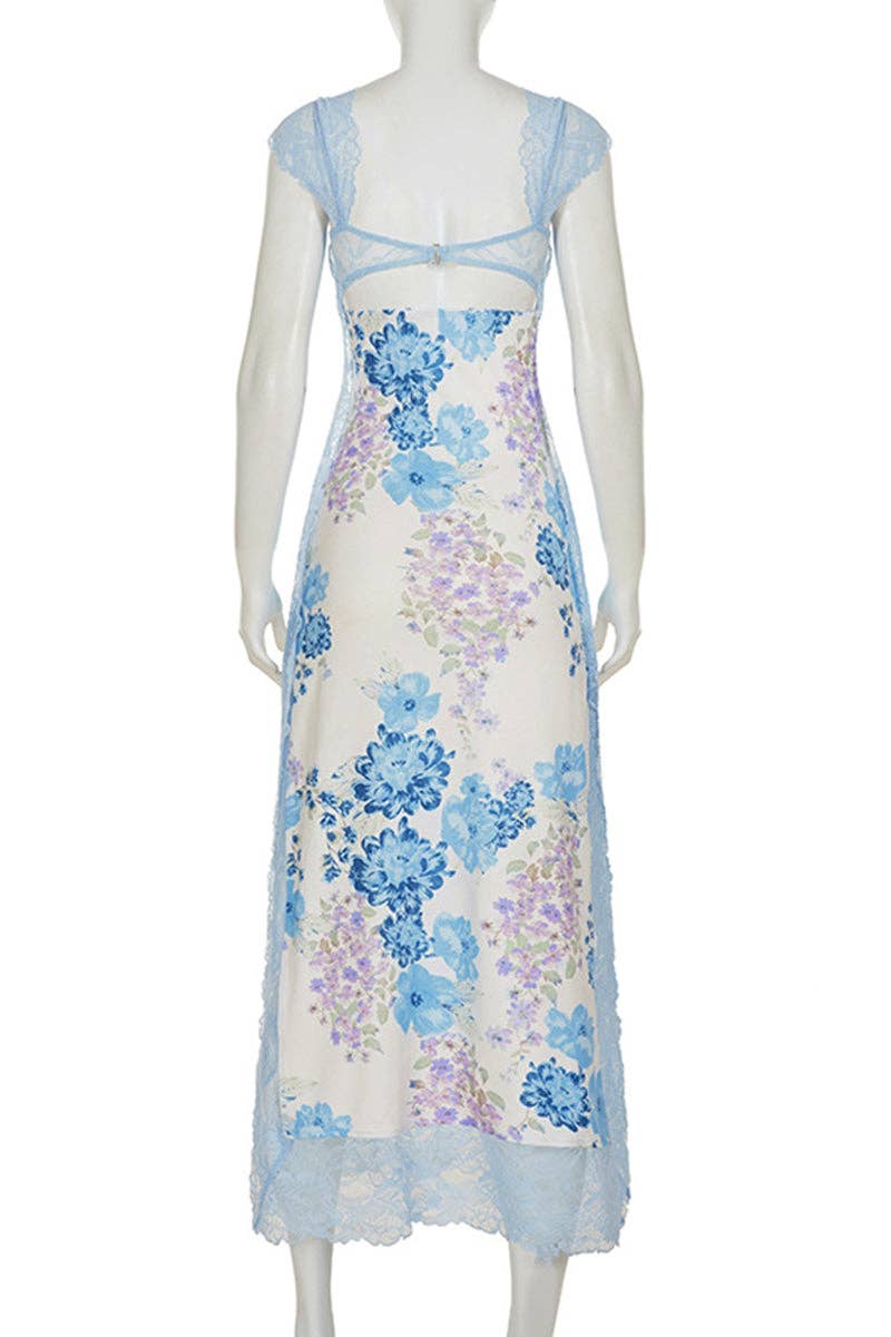 Floral Lace Trim Casual Dress