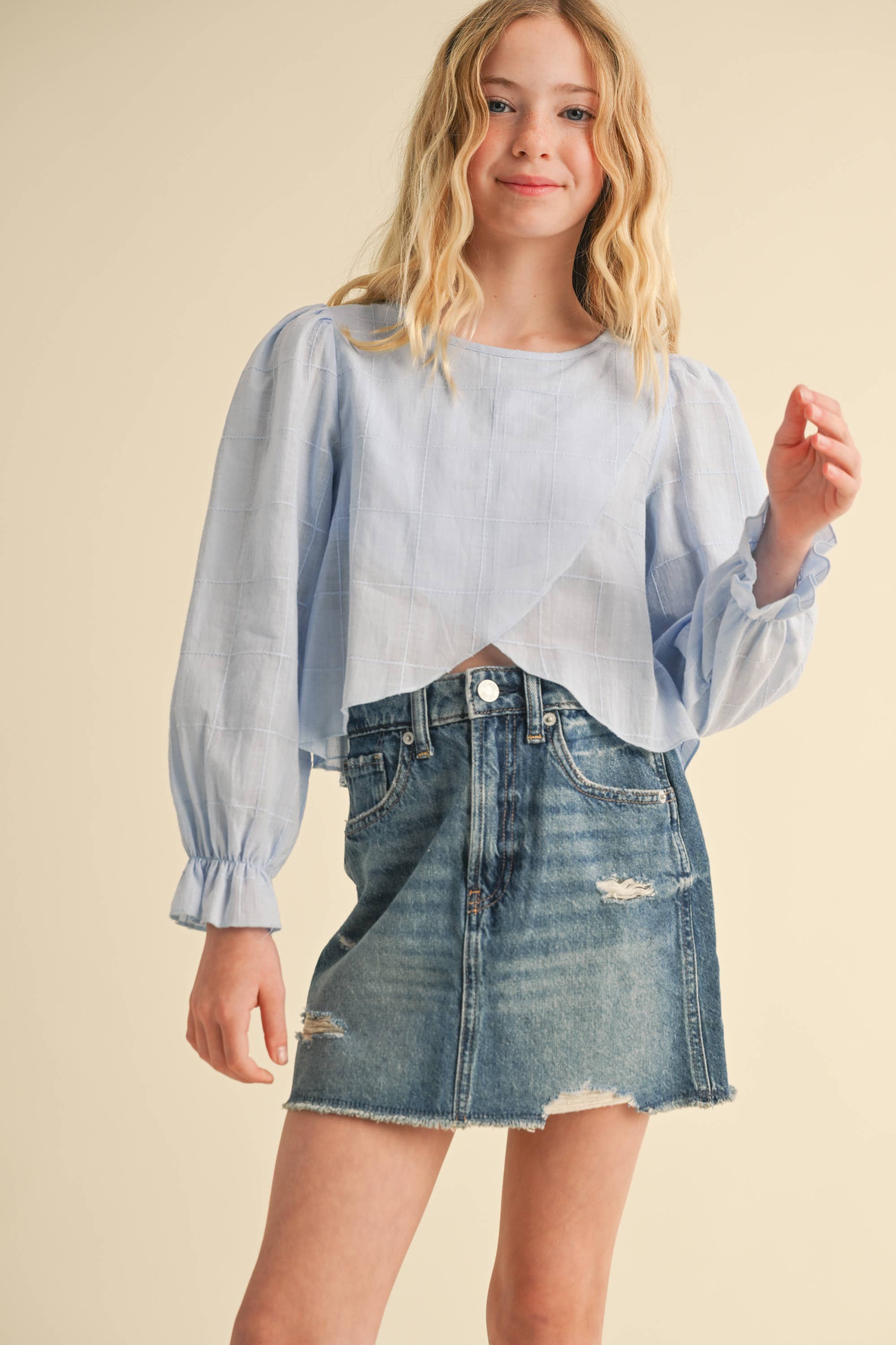 TWEEN KIDS GIRLS TULIP FRONT LONG SLEEVE