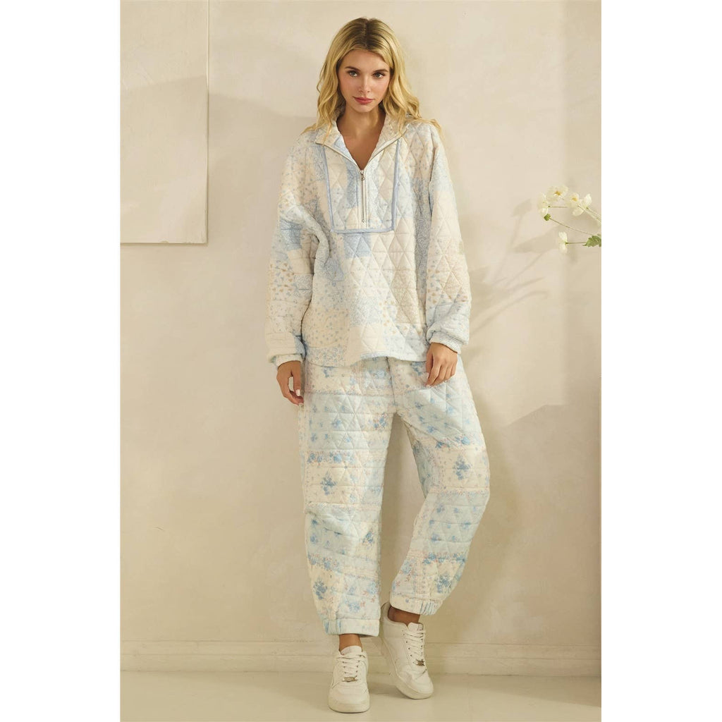 Floral textured lounge pants