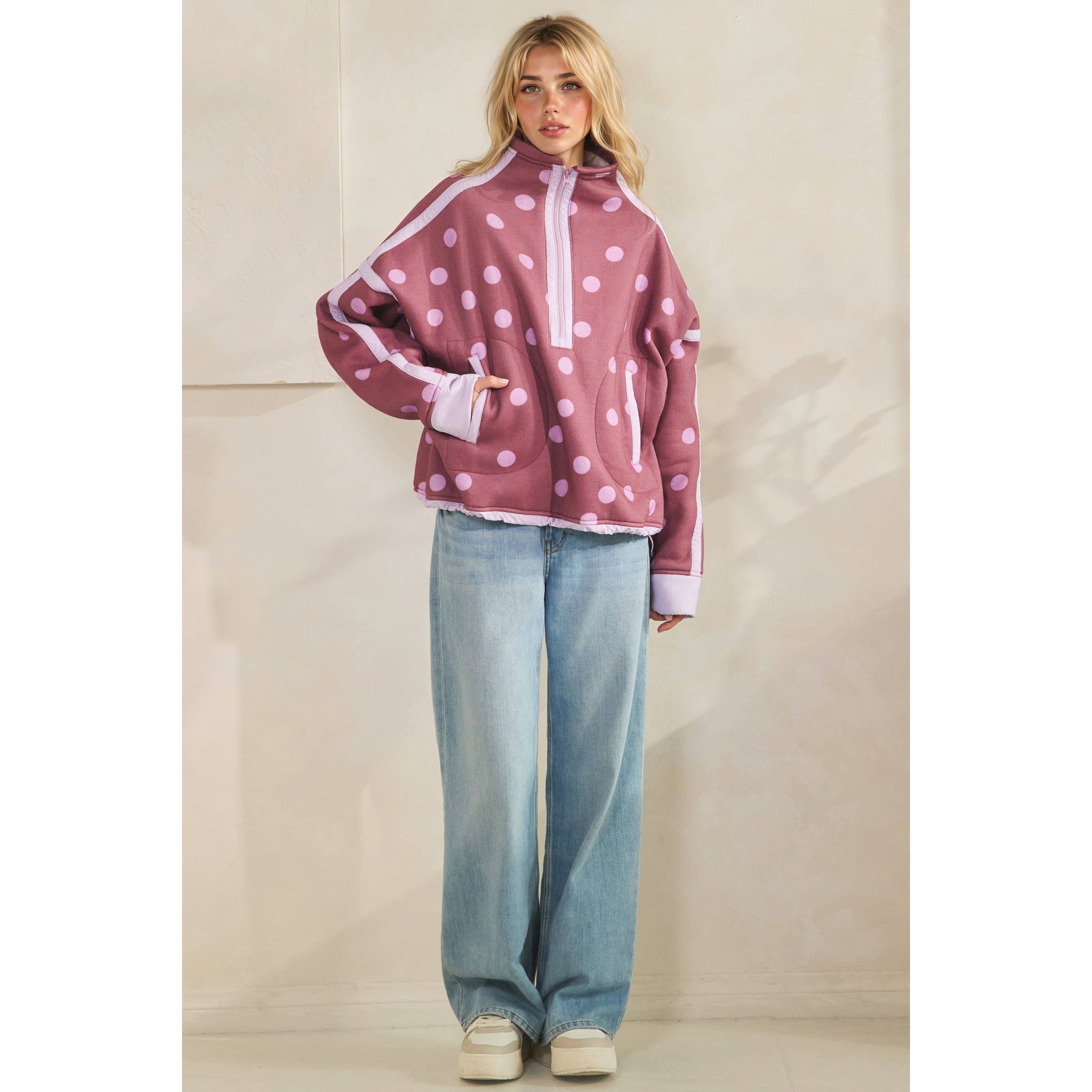 Polka Dot Contrast Pull Over