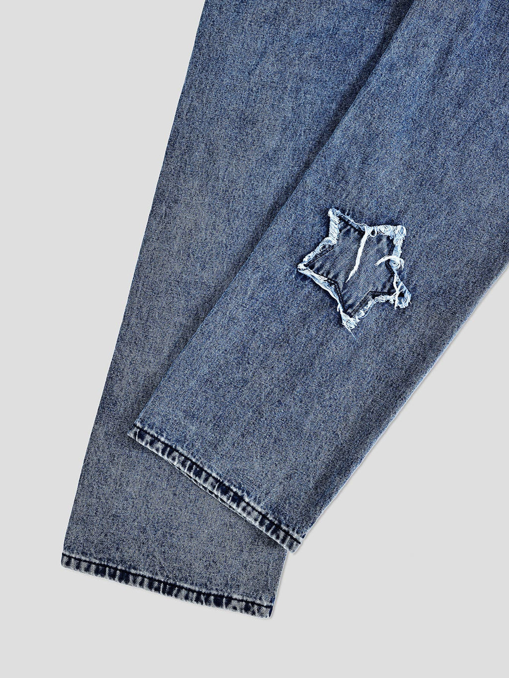 Autumn wash star patches wide-leg jeans