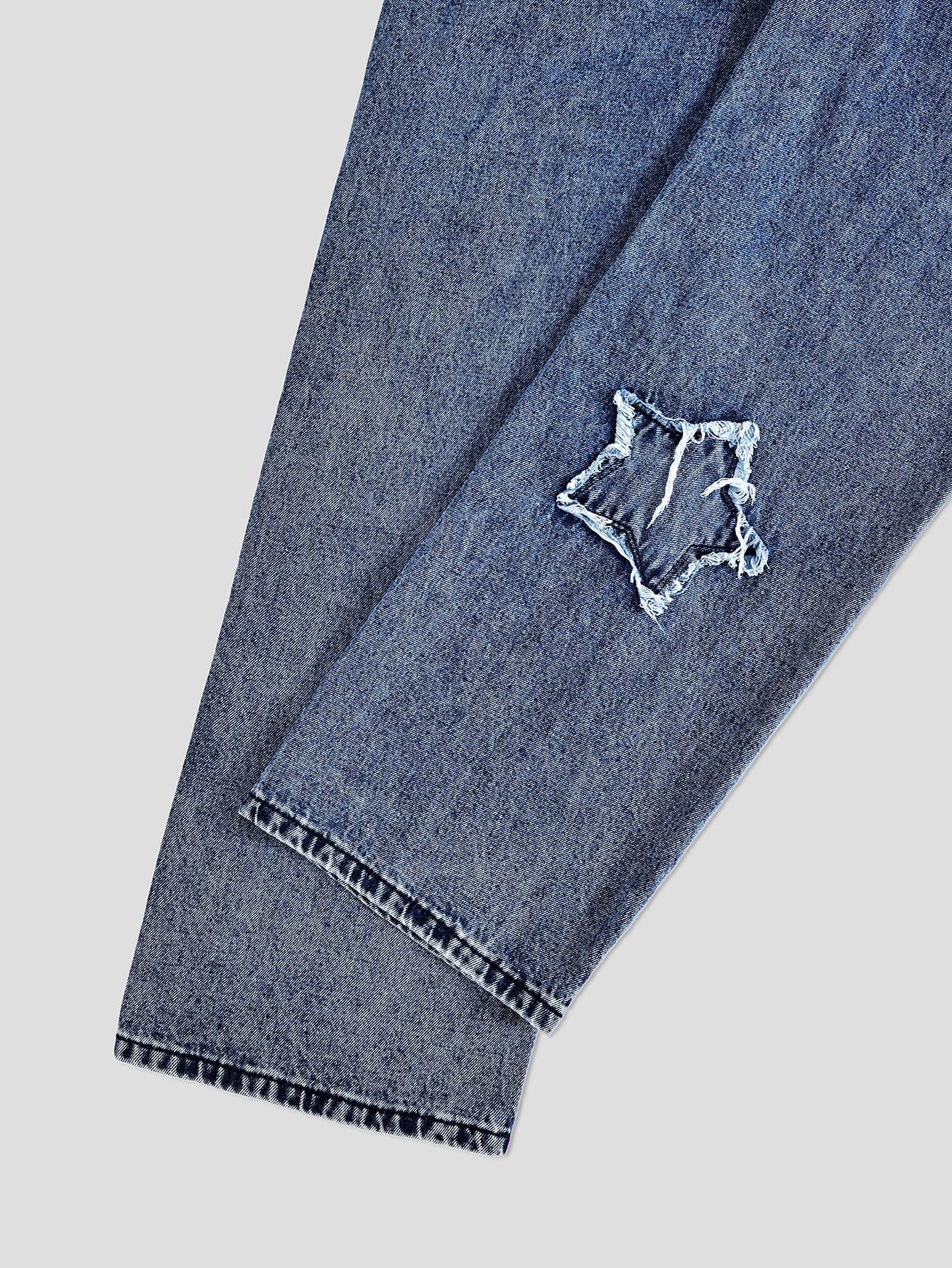 Autumn wash star patches wide-leg jeans