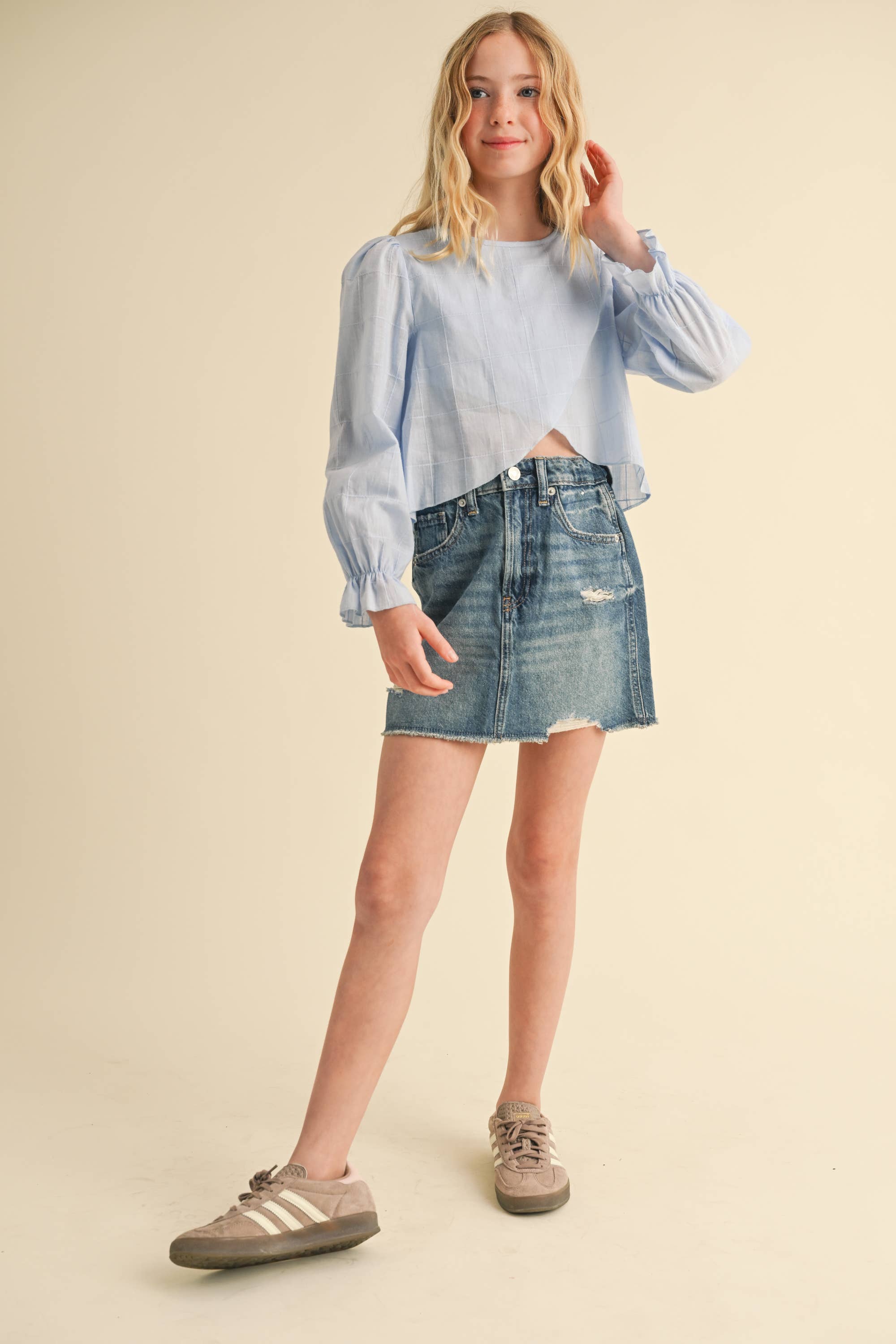 TWEEN KIDS GIRLS TULIP FRONT LONG SLEEVE