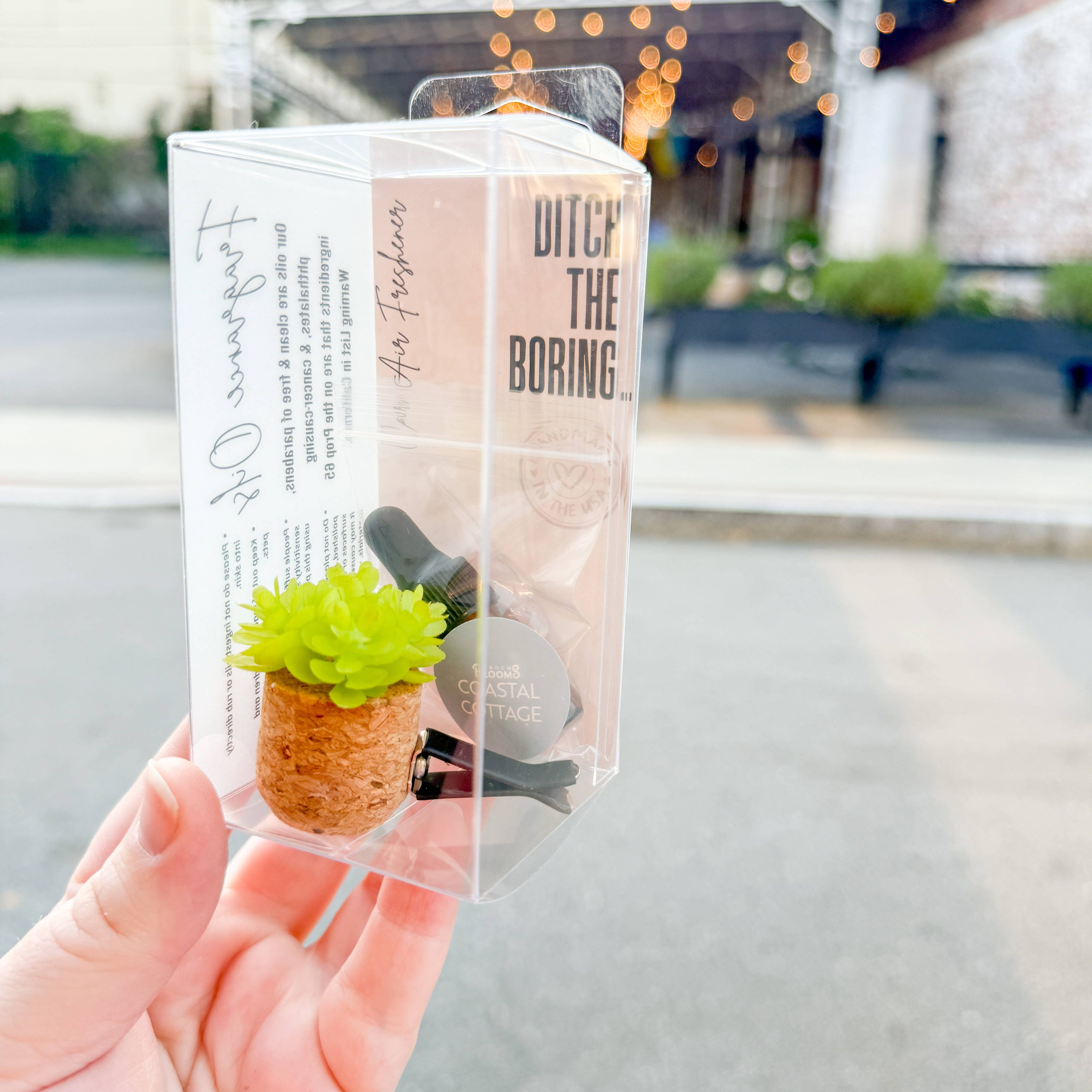 Bright Green Succulent Vent Clip Car Air Freshener -Reusable