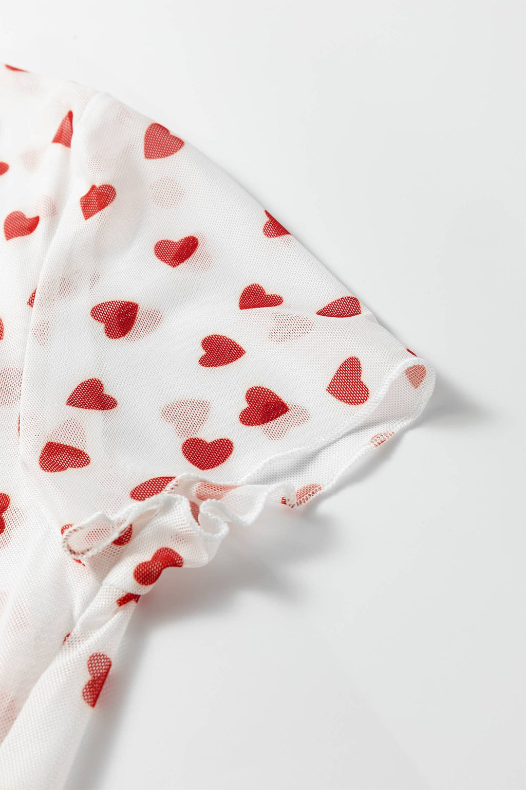 Heart Mock Neck Mesh Valentine's Day Top
