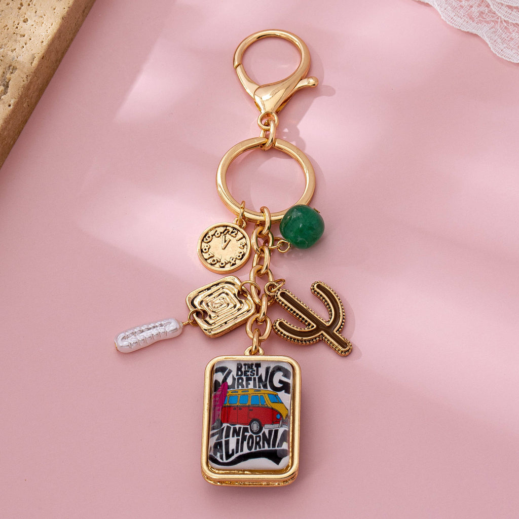 Boho California Surfing Charm Keychain