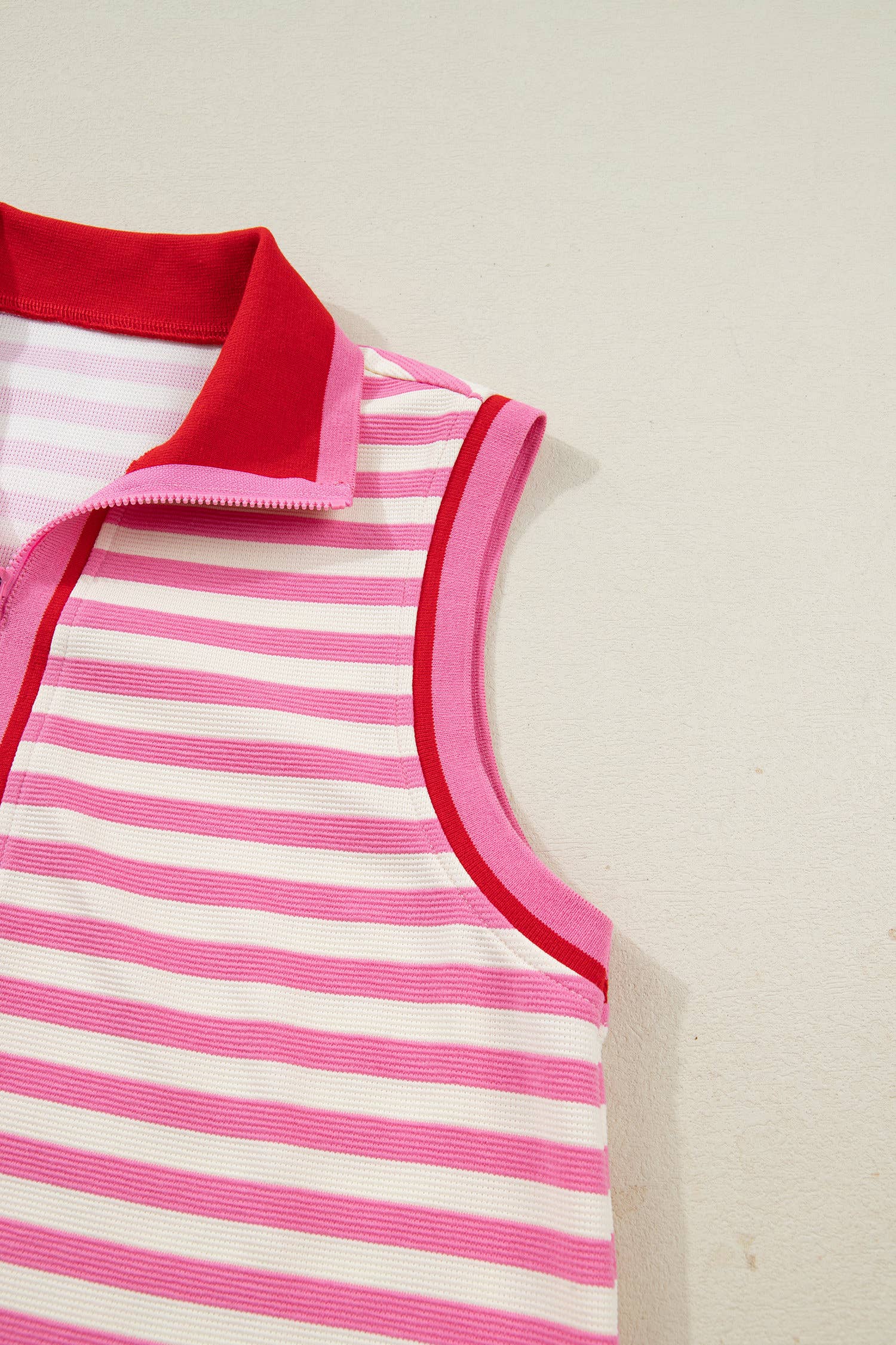 Striped Quarter-Zip Sleeveless Top & Skort Set