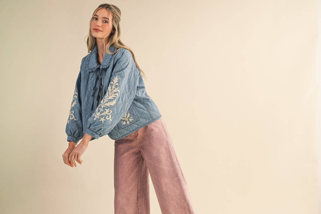 QUILTED JACKET WITH EMBROIDERY