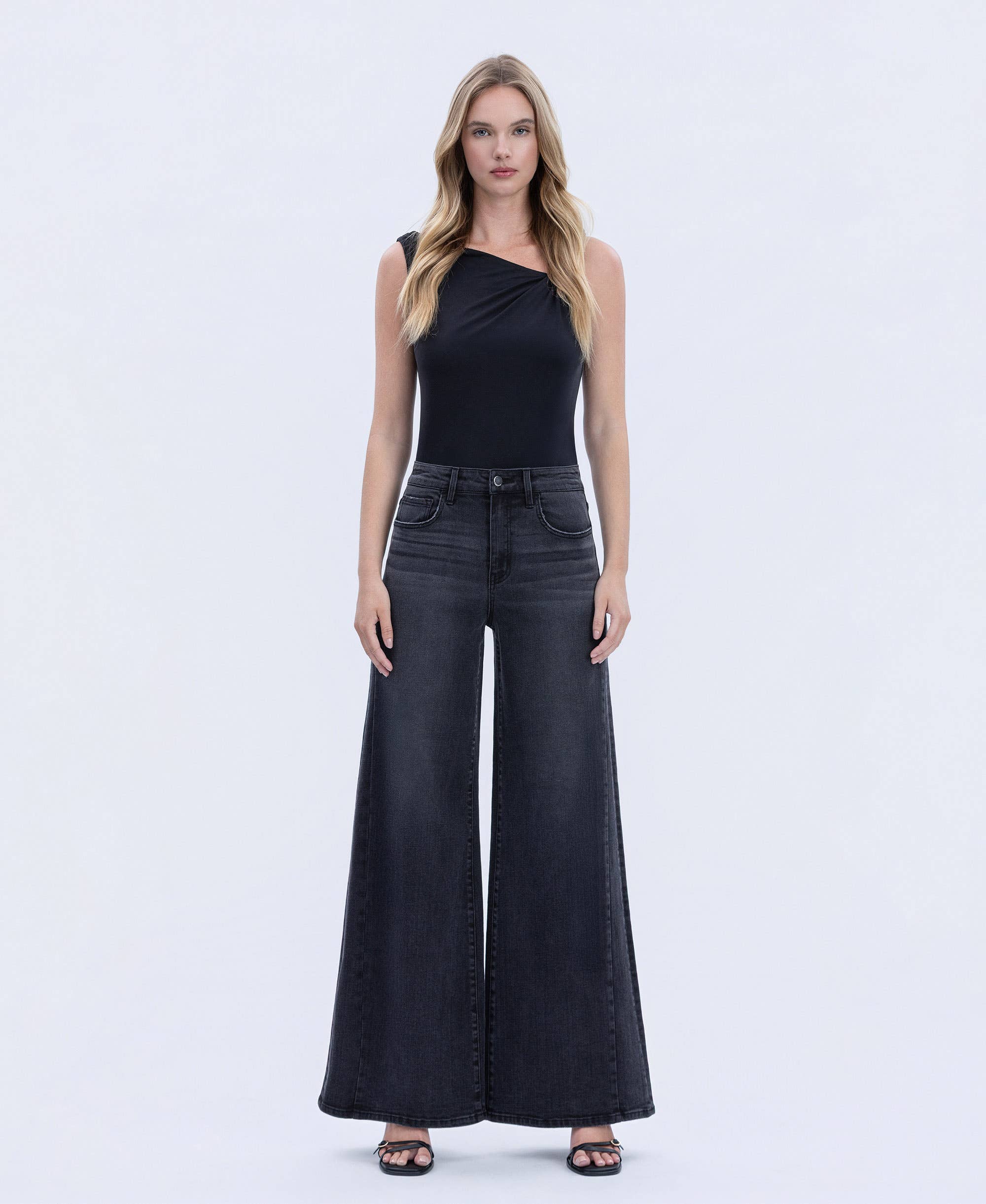 SUPER HIGH RISE FULL LENGTH PALAZZO TWIST JEANS FLYING MONKEY