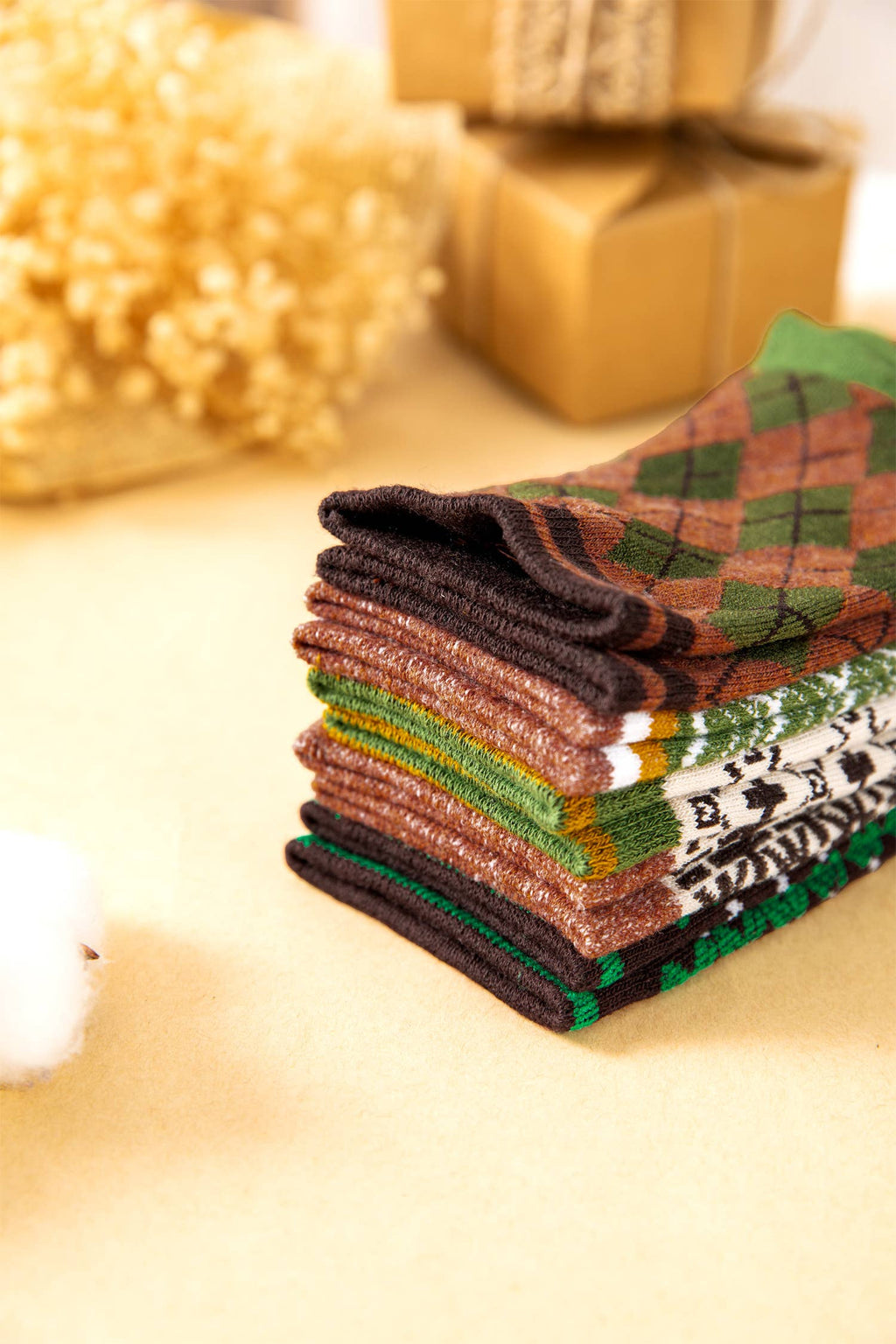 Grip Geometric Pattern Combed Cotton Socks
