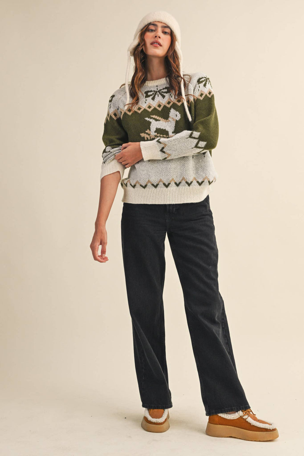 DOG MOTIF SWEATER PULLOVER