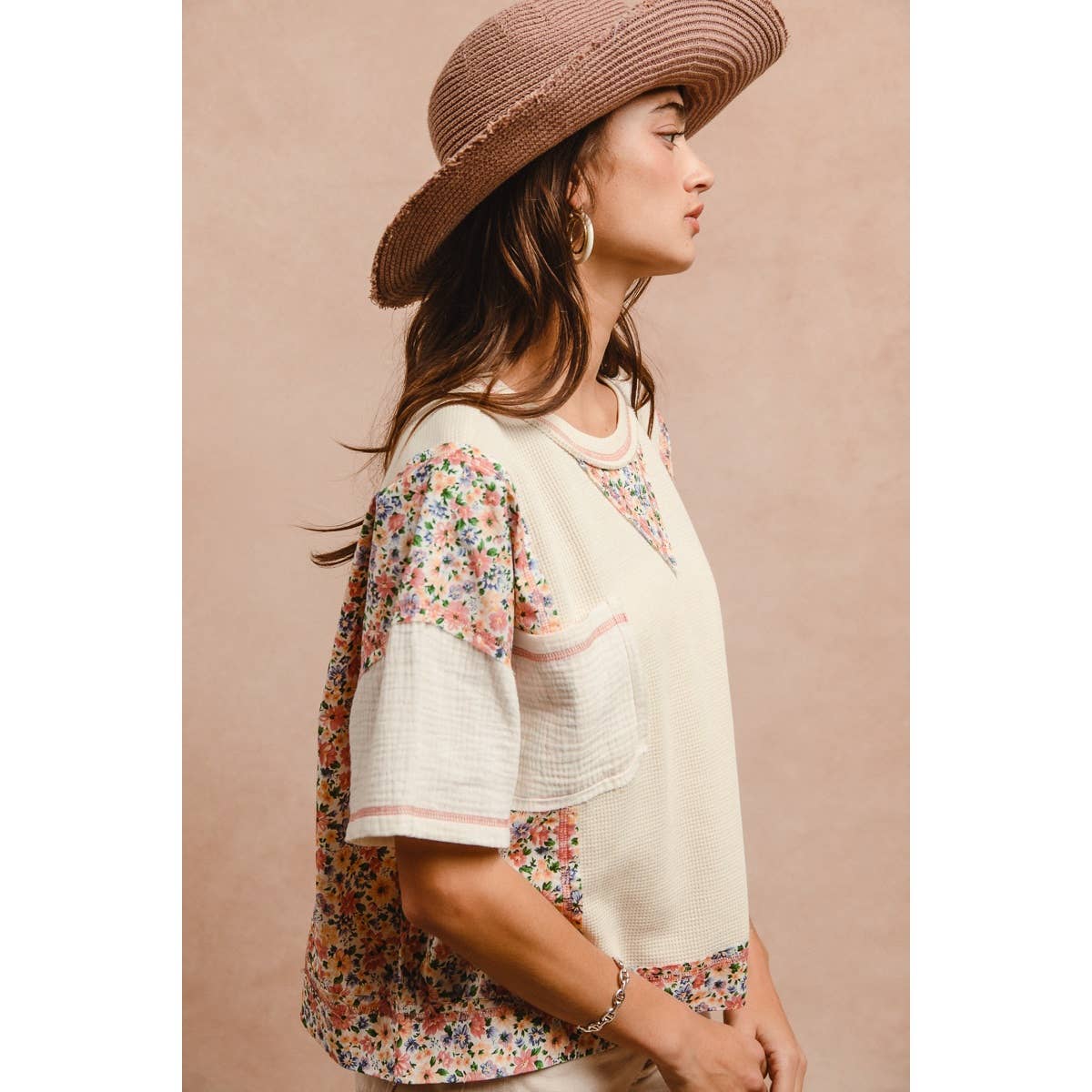 THERMAL AND GAUZE WITH FLORAL MIX AND MATCH TOP