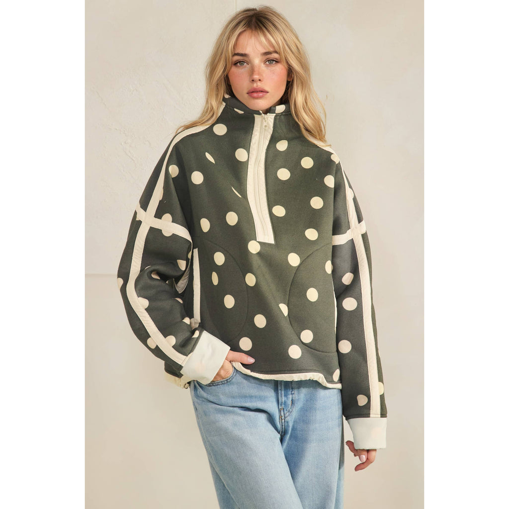 Polka Dot Contrast Pull Over