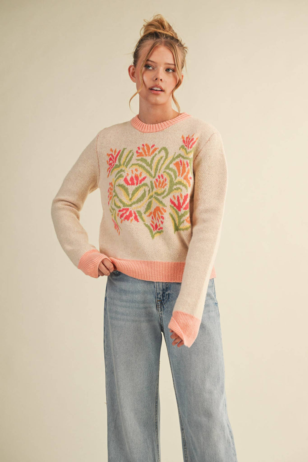 FLORAL KNIT SWEATER