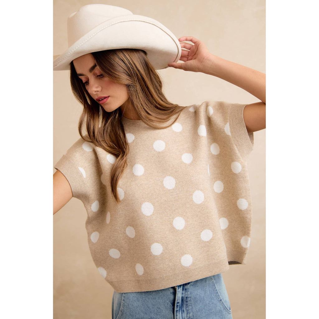 POLKA DOT KNIT SLEEVELESS TOP