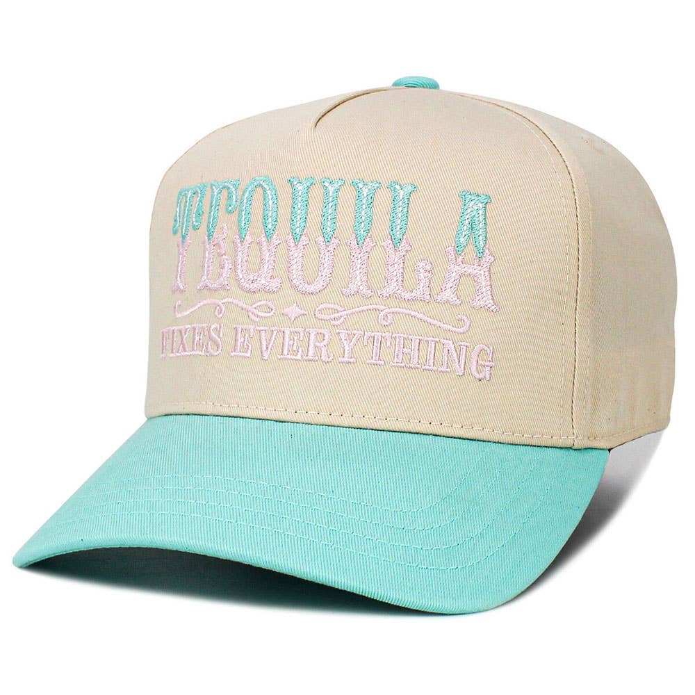 Tequila Fixed Everything Message Embroidered Snapback Baseball Cap