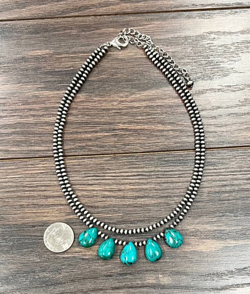 739547, Handmade 17" Navajo Turquoise Necklace