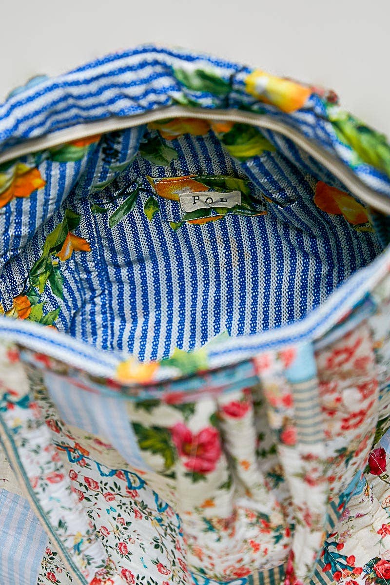 Quilted Patchwork Print Shoulder Tote Bag
