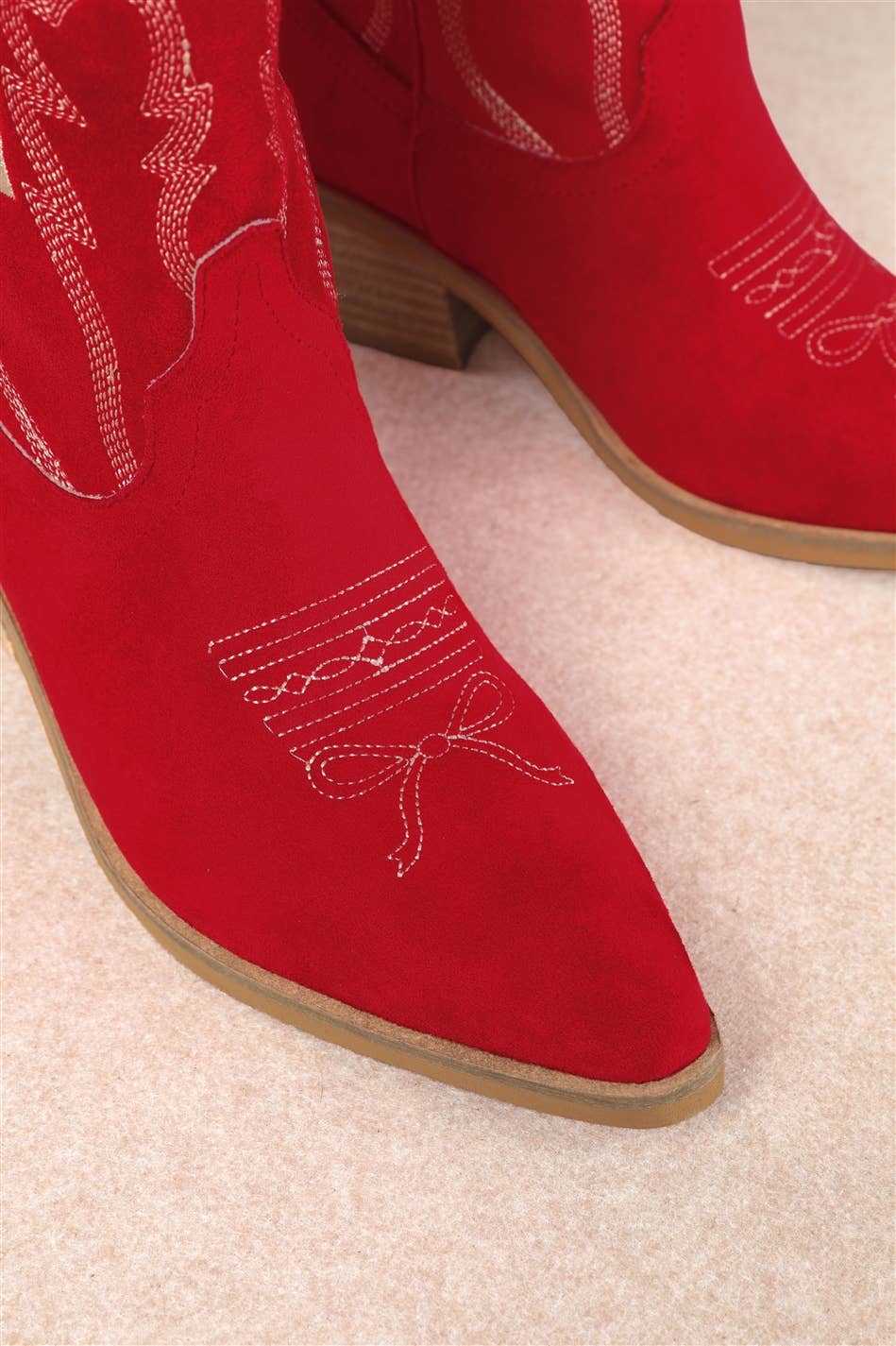 ZETA RIBBON EMBROIDERY WESTERN ANKLE BOOTS