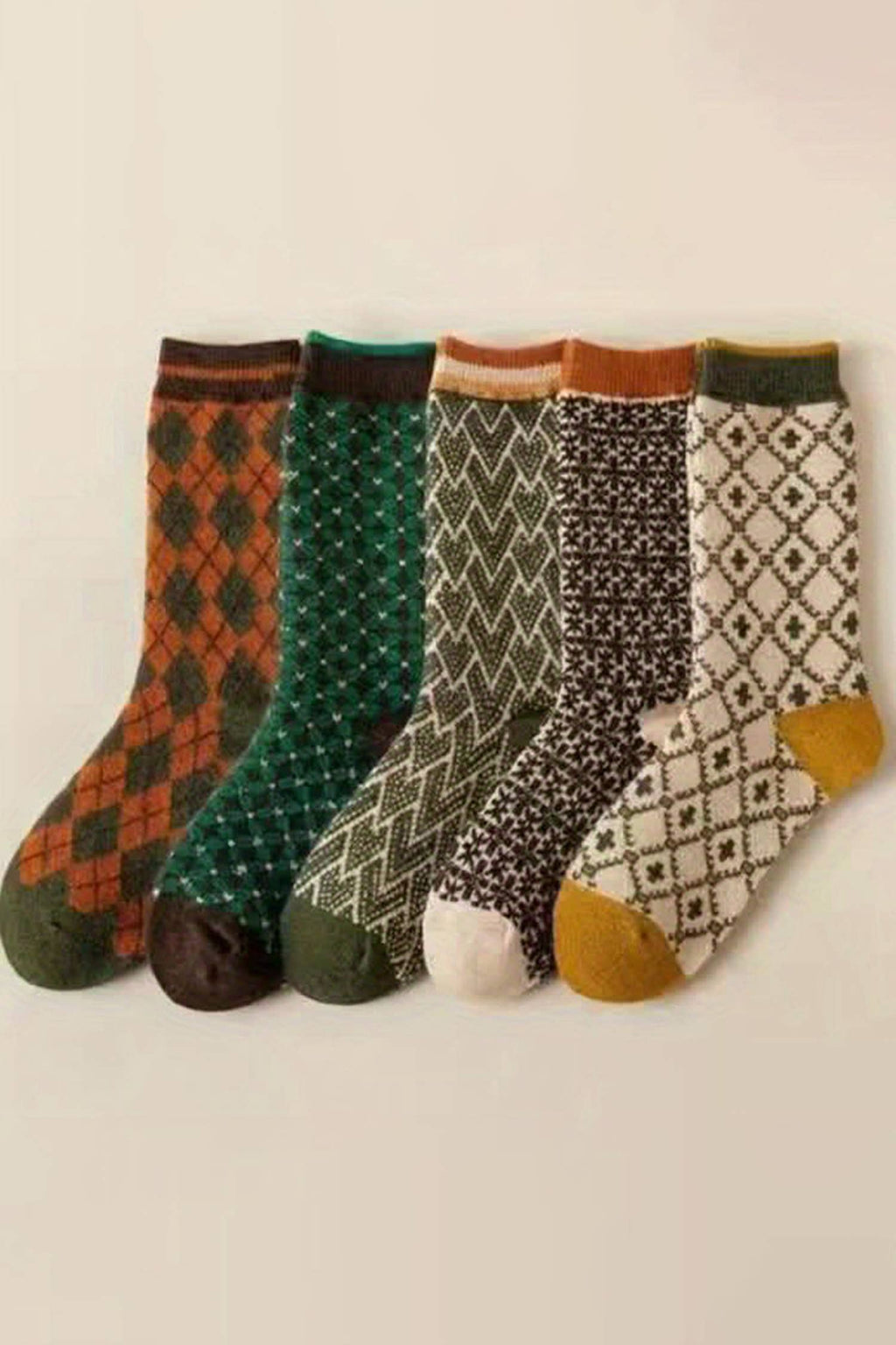 Grip Geometric Pattern Combed Cotton Socks