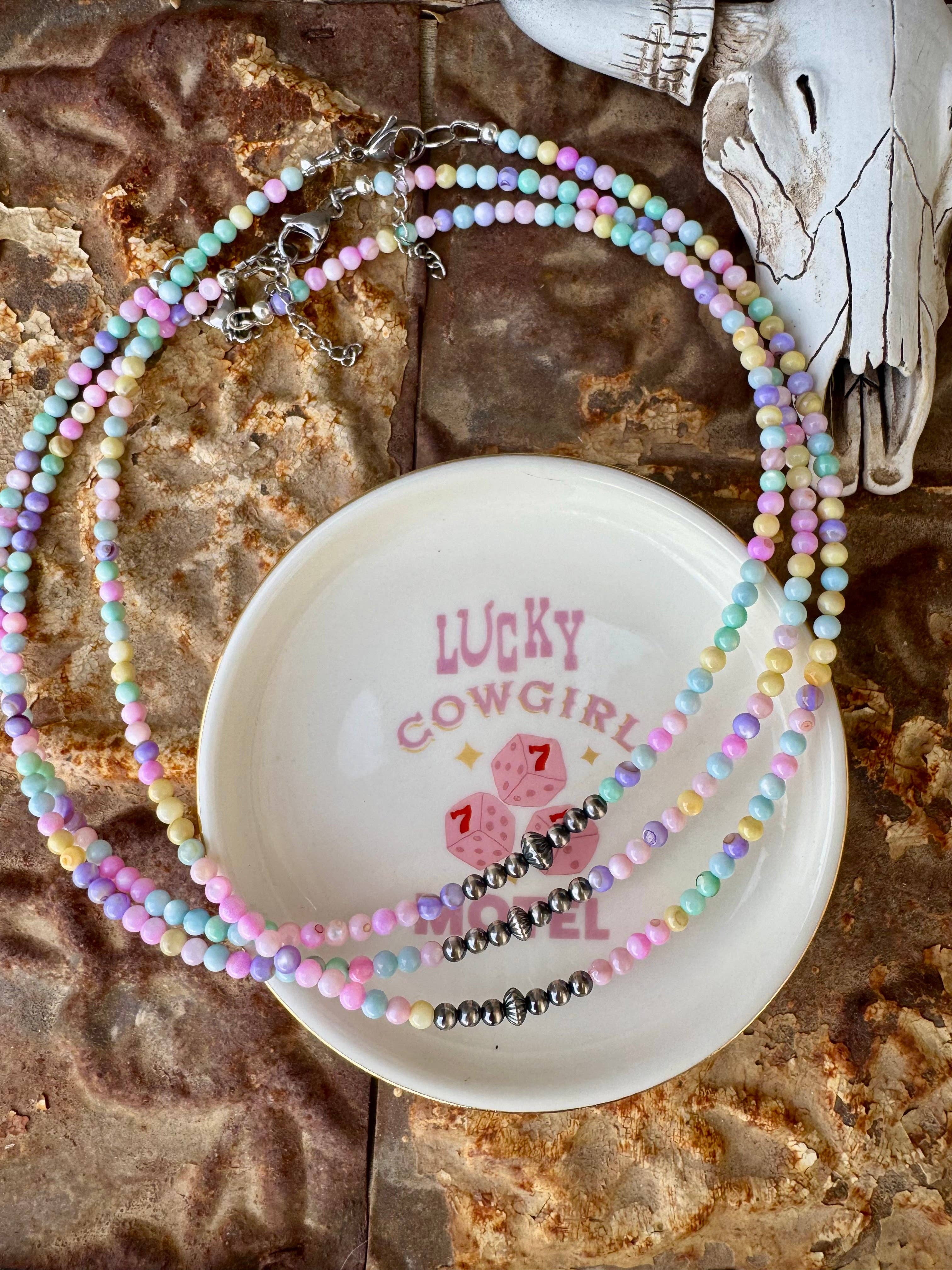 Mother of Pearl Necklace With Navajo Pearls/Western Choker