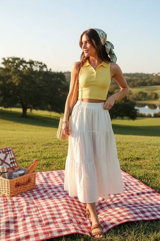 Boho Taupe Polo Ribbed Top