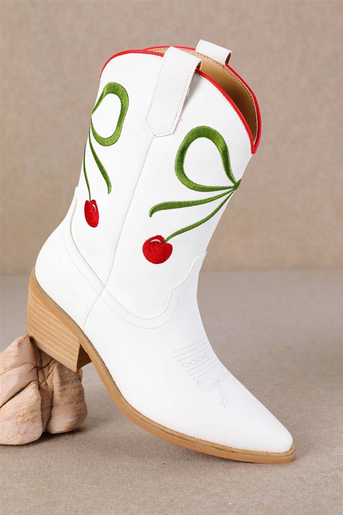 ZETA RIBBON EMBROIDERY WESTERN ANKLE BOOTS