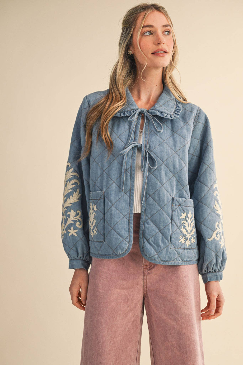QUILTED JACKET WITH EMBROIDERY